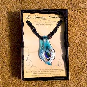 Glass Pendant with beaded necklace
